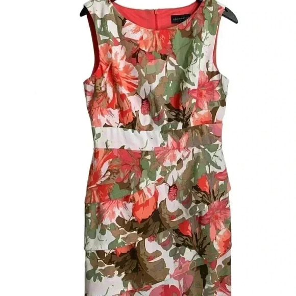 Connected Apparel Dress Size 10 Floral Sleeveless Dress with Back Zipper - Picture 1 of 6